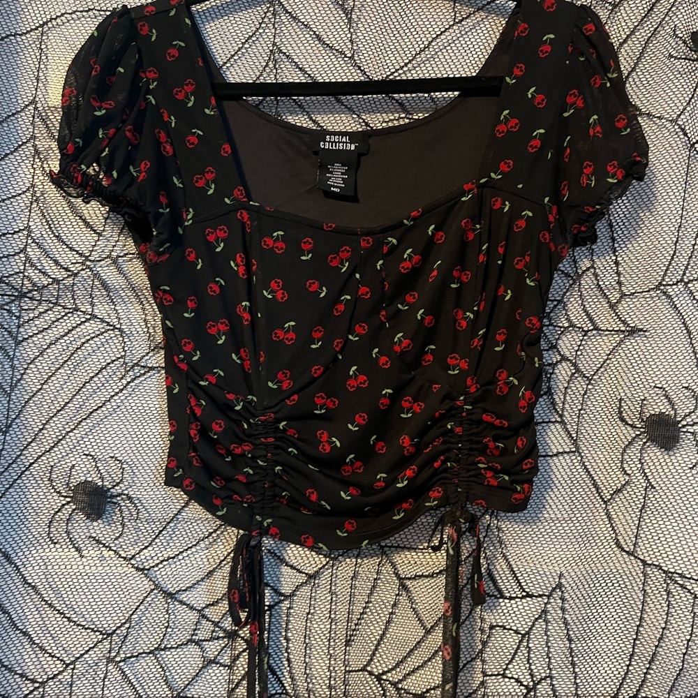 Black Cherry Skull Print Top